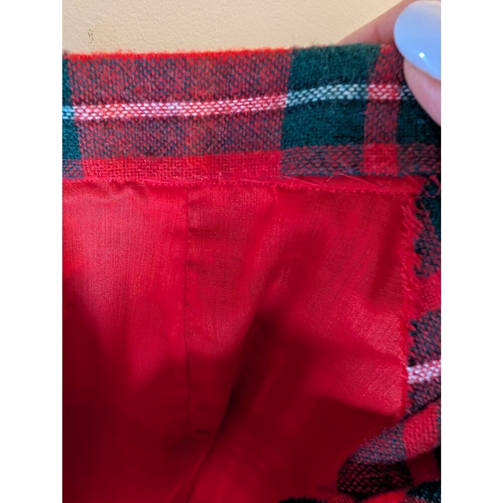 Handmade Red Plaid Wool Skirt Tartan Kilt Style Preppy Scottish Lined XS - Picture 5 of 6